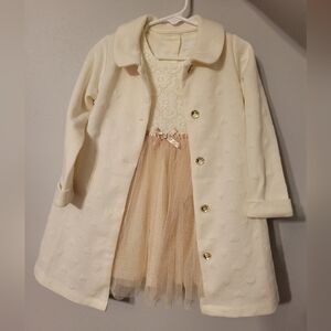 Nannette kidsToddler Dress With Matching Jacket Ivory Size 3T